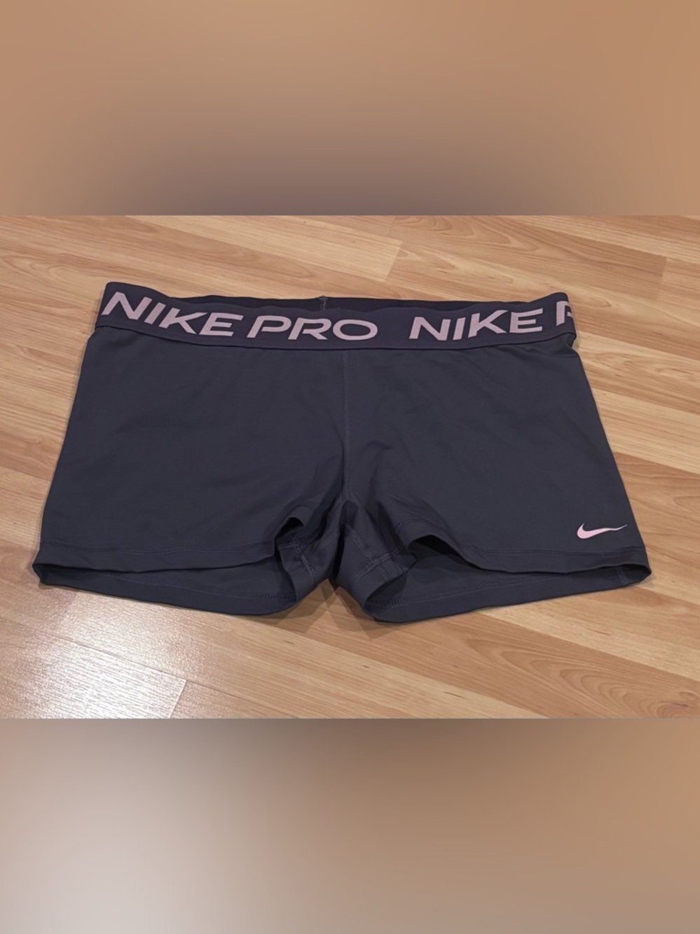 Nike Pro Purple With Pink Logo Bike Shorts